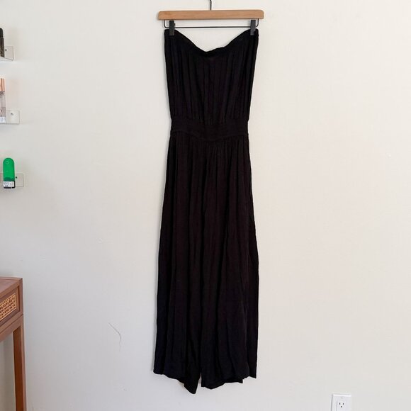 Becca by Rebecca Virtue / Black Crepe Strapless Tie Waist Jumpsuit L NWT - Picture 4 of 7